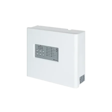 Vue avant du panneau d'alarme incendie conventionnel TFP-4404 avec interface intuitive et boîtier métallique robuste.