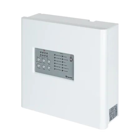 Le TFP-4404P est une centrale d’alarme incendie compacte avec un boîtier en plastique robuste et une interface LED intuitive.