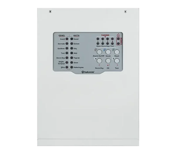 Une vue détaillée du panneau d'alarme incendie TFP-3124, affichant son interface et ses indicateurs lumineux.