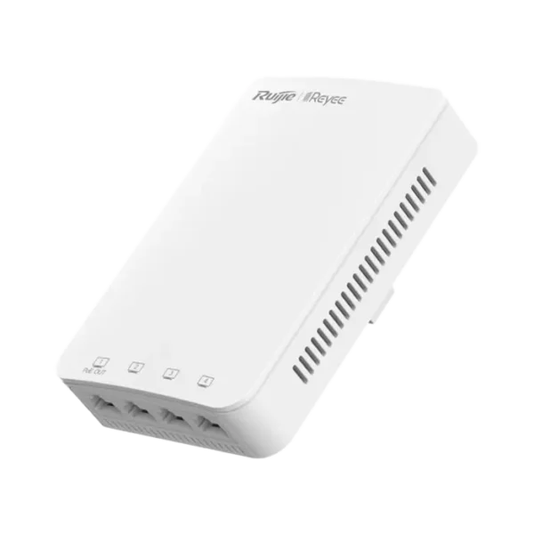 Le Point d'accès RG-RAP1200(P) Reyee Wi-Fi 5 1267 Mbps offre une connectivité rapide et stable avec un design mural compact. Il prend en charge le PoE pour une installation facile.