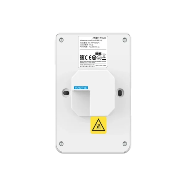 Le Point d'accès RG-RAP1200(P) Reyee Wi-Fi 5 1267 Mbps offre une connectivité rapide et stable avec un design mural compact. Il prend en charge le PoE pour une installation facile.