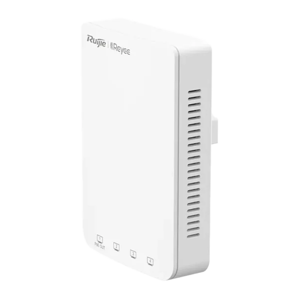 Le Point d'accès RG-RAP1200(P) Reyee Wi-Fi 5 1267 Mbps offre une connectivité rapide et stable avec un design mural compact. Il prend en charge le PoE pour une installation facile.