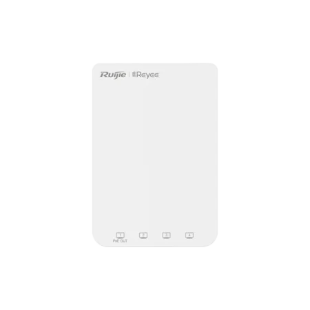 Le Point d'accès RG-RAP1200(P) Reyee Wi-Fi 5 1267 Mbps offre une connectivité rapide et stable avec un design mural compact. Il prend en charge le PoE pour une installation facile.