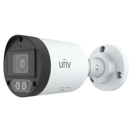 Caméra bullet IP 2MP UV-IPC2122LB-AF40K-WL d'Uniview, offrant une résolution 2MP, fonction DWDR et portée IR de 30m. Elle est résistante à l'eau et à la poussière (IP67).