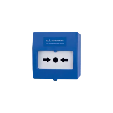 Le TFB-3165B est un bouton d’arrêt d’urgence bleu conçu pour une activation rapide et sécurisée.