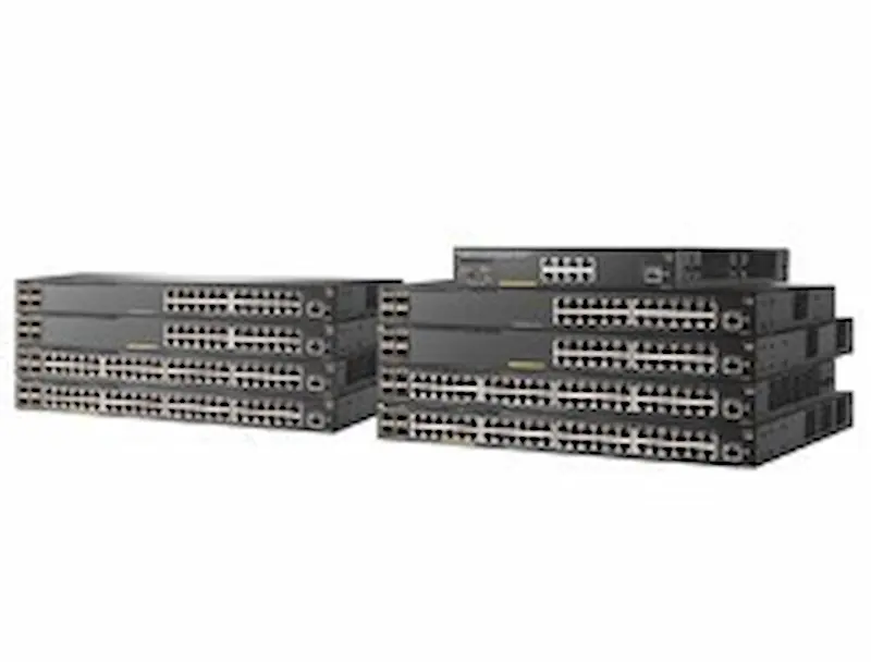 Switch HPE Aruba 24G PoE+ avec 24 ports Ethernet Gigabit, 4 uplinks 10G SFP+ et alimentation PoE+ intégrée.