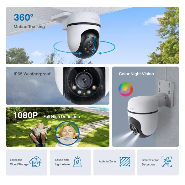 Caméra extérieure motorisée WiFi panoramique