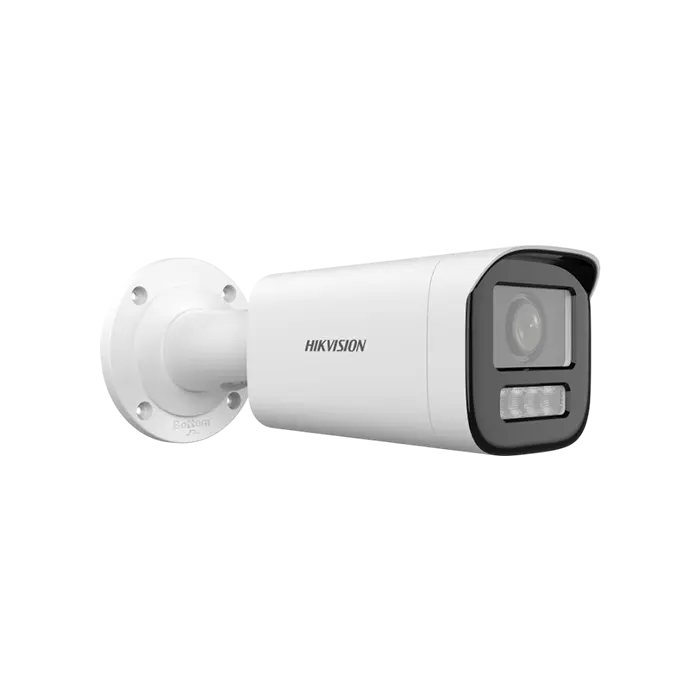 Caméra de surveillance bullet 4 MP DS-2CD1043G2-LIU(F) avec éclairage hybride et microphone intégré.