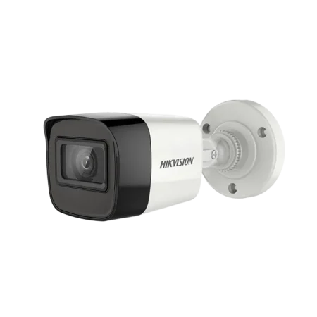 Caméra de surveillance bullet 5 MP DS-2CE16H0T-ITF avec vision IR EXIR, boîtier étanche IP67 et image haute définition.