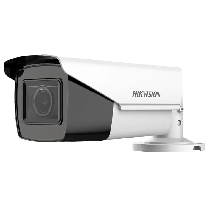 Caméra bullet HD-TVI 5 MP DS-2CE19H0T-AIT3ZF(C), avec zoom motorisé, vision nocturne longue portée et boîtier IP67 pour une surveillance extérieure performante.