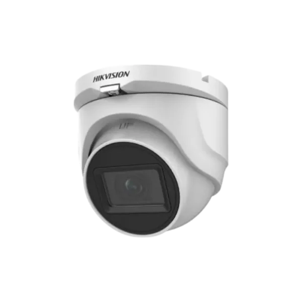 Caméra de surveillance tourelle 5 MP DS-2CE76H0T-ITMF(C), avec infrarouge EXIR 30 m et boîtier étanche pour usage intérieur ou extérieur.