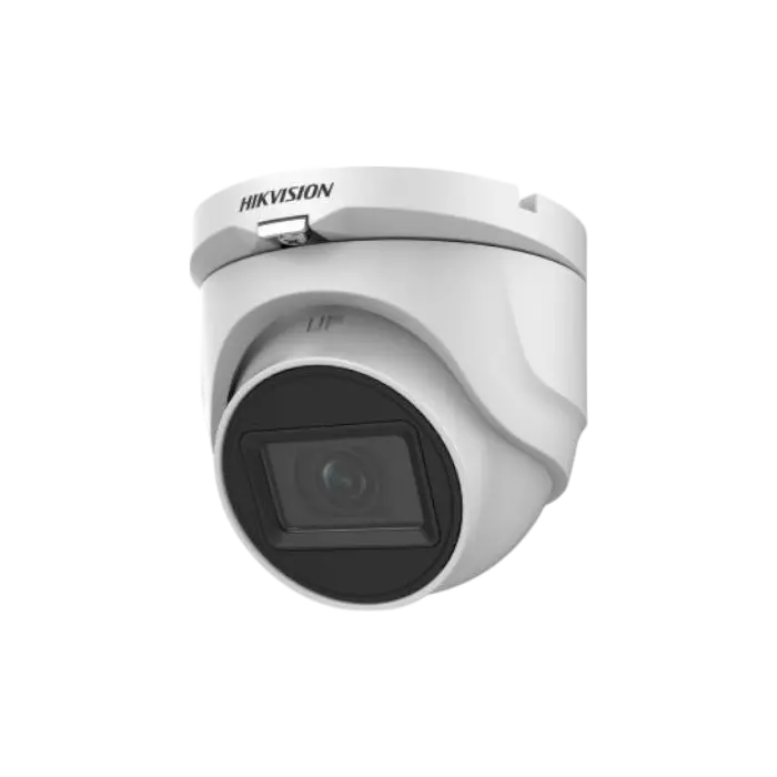 Caméra de surveillance tourelle 5 MP DS-2CE76H0T-ITMF(C), avec infrarouge EXIR 30 m et boîtier étanche pour usage intérieur ou extérieur.