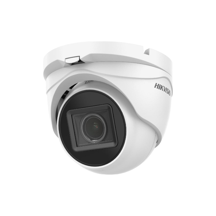Caméra turret analogique HD-TVI 5 MP DS-2CE79H0T-IT3ZF(C) avec zoom optique motorisé, vision infrarouge EXIR 2.0 et boîtier IP67 pour surveillance extérieure.