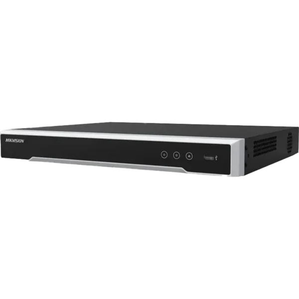 NVR Hikvision DS-7616NI-Q2/16P avec 16 ports PoE, double baie SATA et affichage 4K UHD.