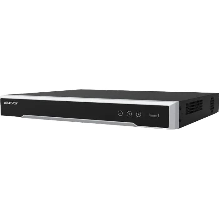 NVR Hikvision DS-7616NI-Q2/16P avec 16 ports PoE, double baie SATA et affichage 4K UHD.