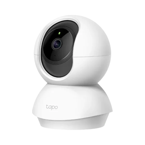 Caméra de surveillance WiFi intérieure Tapo C200 avec rotation motorisée, audio bidirectionnel, vision nocturne et stockage local sécurisé.