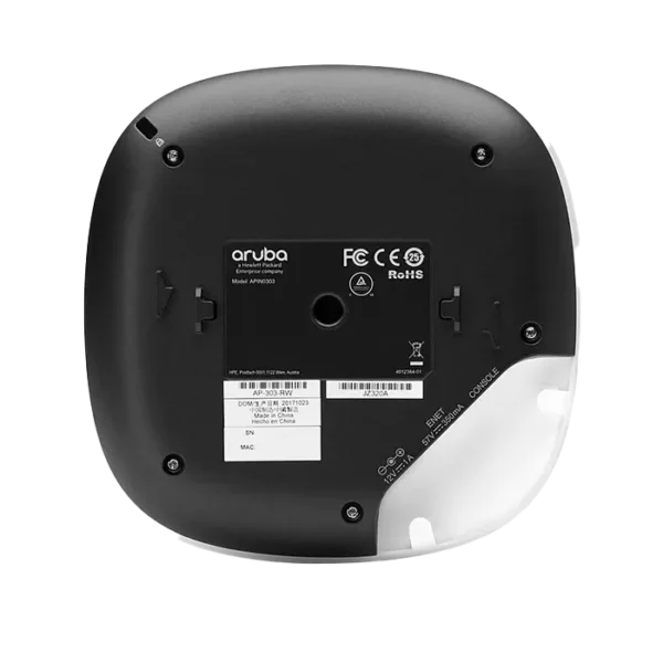 Image du point d’accès HPE Aruba AP-303 (RW) Unified AP, un appareil compact avec antennes intégrées, conçu pour fournir un réseau Wi-Fi performant en double bande (2,4 GHz et 5 GHz) dans les bureaux et espaces professionnels.