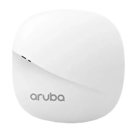 Image du point d’accès HPE Aruba AP-303 (RW) Unified AP, un appareil compact avec antennes intégrées, conçu pour fournir un réseau Wi-Fi performant en double bande (2,4 GHz et 5 GHz) dans les bureaux et espaces professionnels.