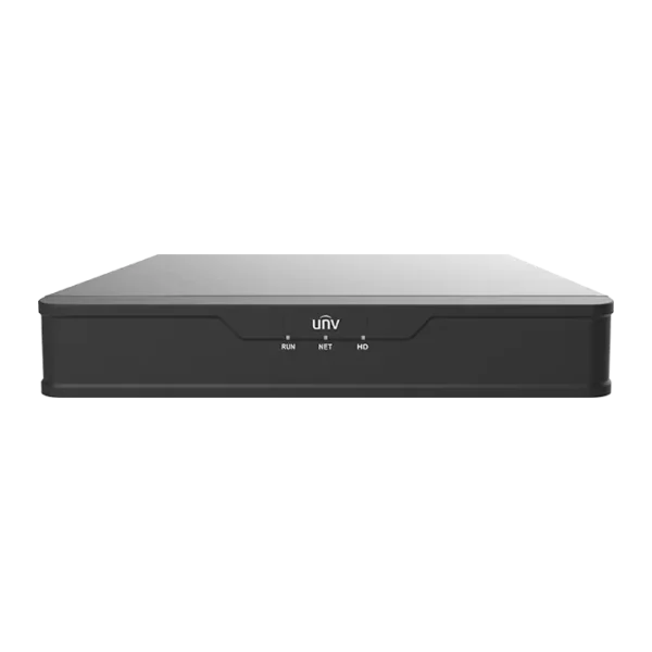 Enregistreur vidéo NVR301-S3-P avec 4 canaux IP, 4 ports PoE et 1 baie disque dur pour vidéosurveillance IP.