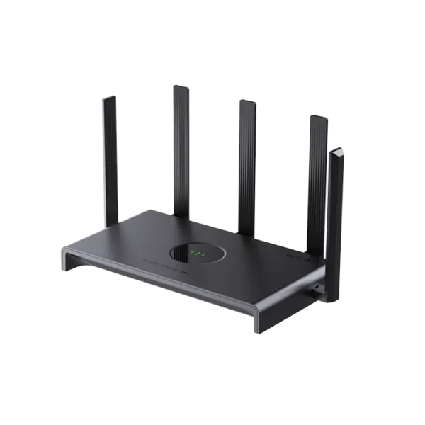 Vue du routeur Wi-Fi RG-EW3000GX PRO équipé de 4 antennes externes et de ports Gigabit, conçu pour offrir des performances Wi-Fi 6 haute vitesse.