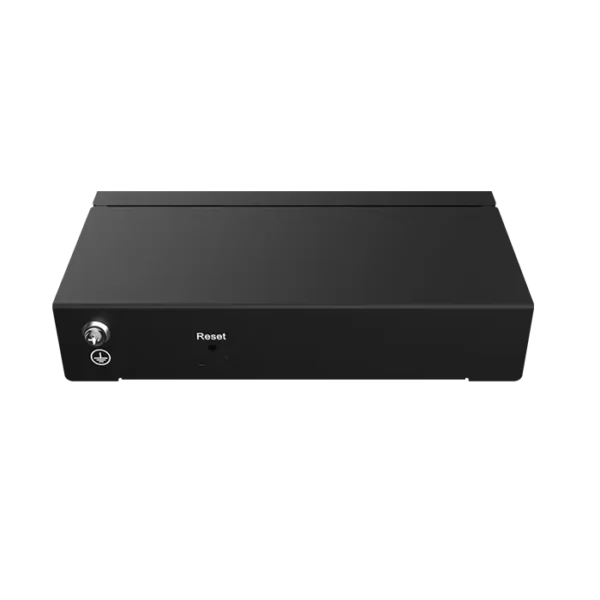Image du RG‑ES205GC‑P, switch compact 5 ports Gigabit (4 PoE+), compatible Ruijie Cloud, alimentation PoE intégrée.