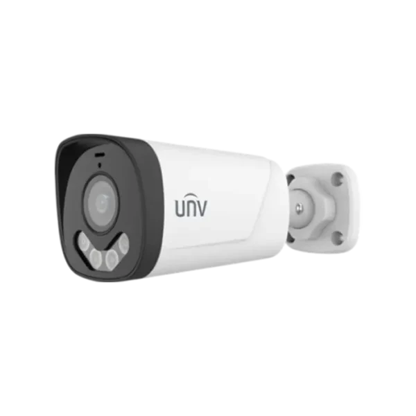 Caméra de surveillance analogique 5MP LightHunter avec double éclairage IR et LED blanche, objectif fixe et boîtier IP67.