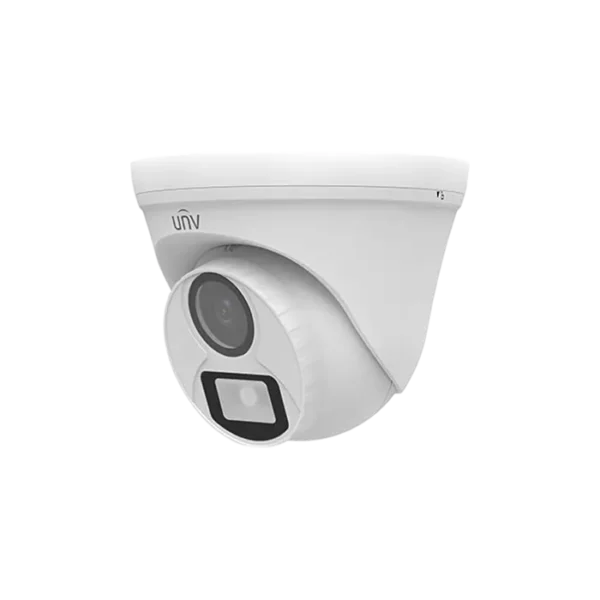 Caméra bullet 2MP analogique avec image couleur jour et nuit, LED blanche, objectif fixe, boîtier IP67 et compatibilité multi-formats.