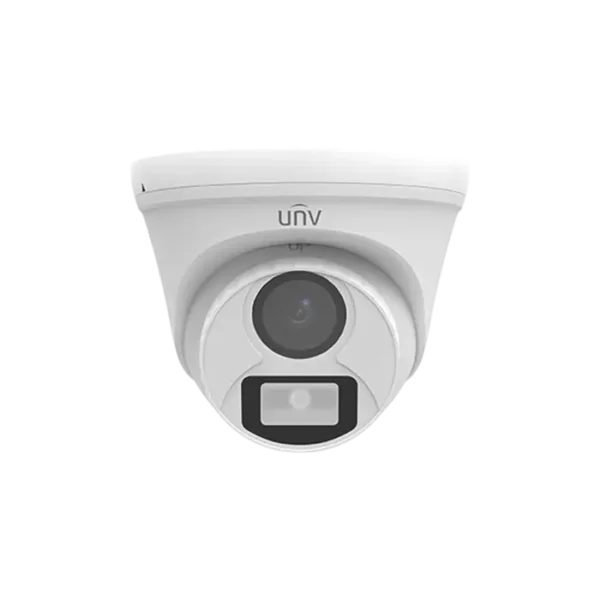 Caméra bullet 2MP analogique avec image couleur jour et nuit, LED blanche, objectif fixe, boîtier IP67 et compatibilité multi-formats.