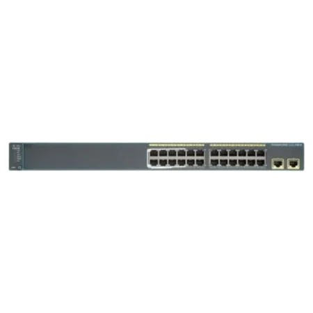 Switch Cisco WS-C2960-24TT-L avec 24 ports Fast Ethernet et 2 ports uplinks Gigabit RJ-45.