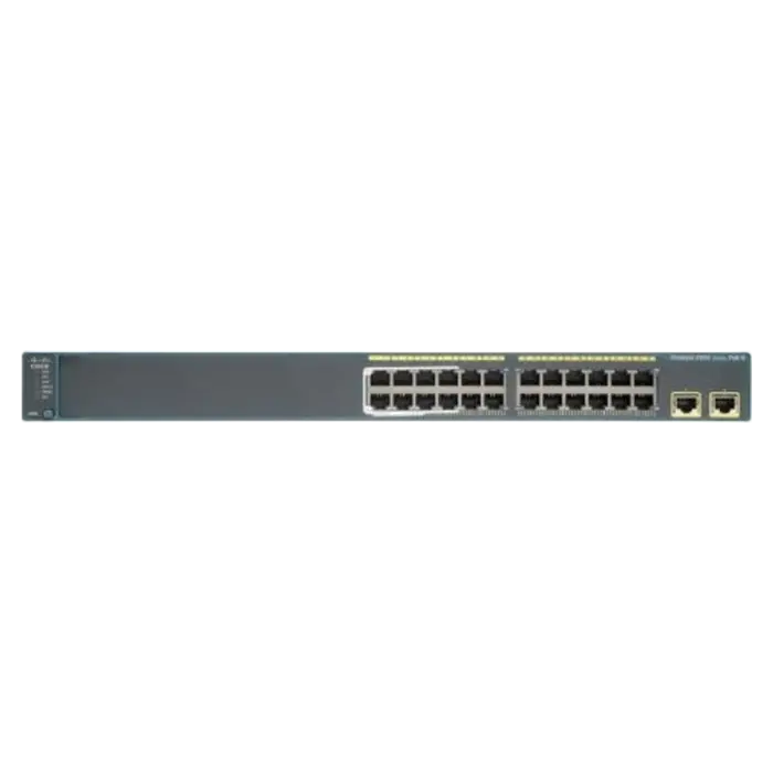 Switch Cisco WS-C2960-24TT-L avec 24 ports Fast Ethernet et 2 ports uplinks Gigabit RJ-45.