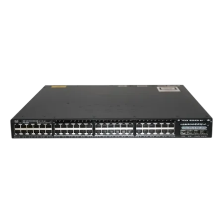 Switch Cisco WS-C3650-48FD-L avec 48 ports PoE+, empilable et administrable, idéal pour les environnements professionnels.