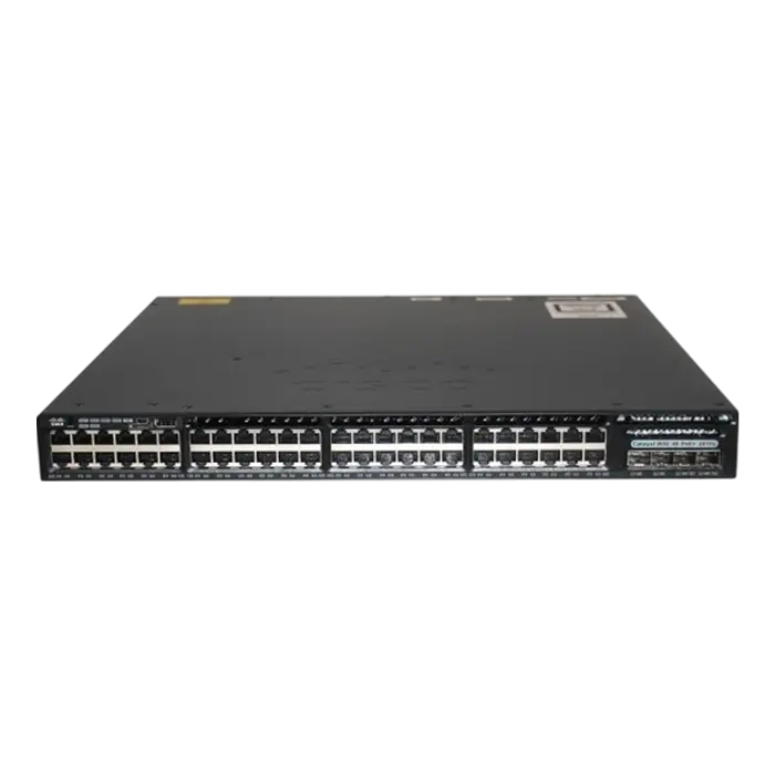 Switch Cisco WS-C3650-48FD-L avec 48 ports PoE+, empilable et administrable, idéal pour les environnements professionnels.