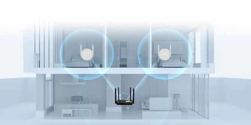 Répéteur WiFi mesh RG-EW1200R dual band 2,4/5 GHz avec débit jusqu’à 1200 Mbps pour réseau domestique.