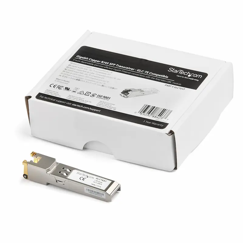 Module GLC-TE compatible Cisco pour réseaux Gigabit Ethernet sur câble cuivre RJ45.
