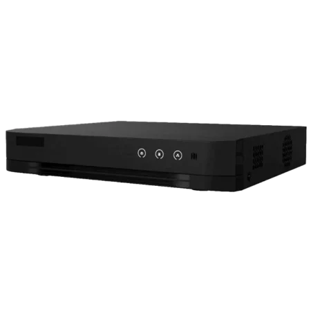 DVR hybride iDS-7208HUHI-M1/E Hikvision 8 canaux avec AcuSense, compatible caméras analogiques et IP, idéal pour une surveillance professionnelle.