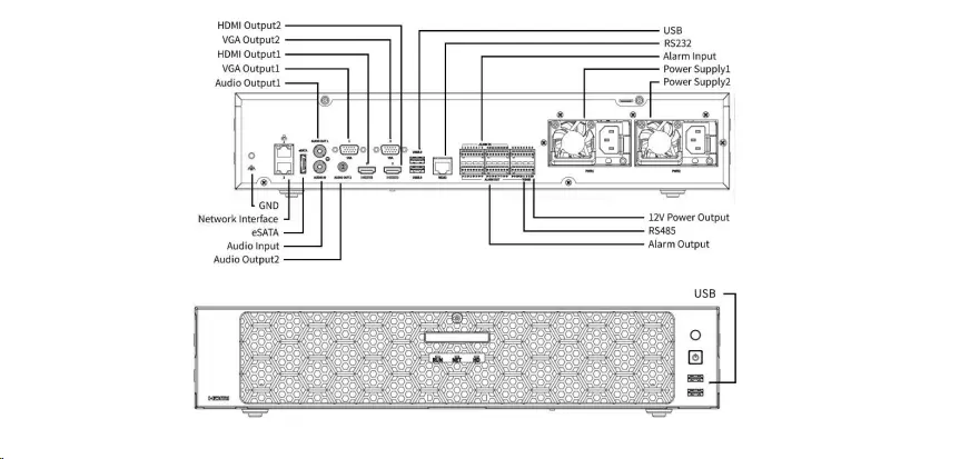 NVR508-E-R : enregistreur réseau 8/16 canaux avec IA, 4K, double baie HDD et alimentation PoE intégrée.