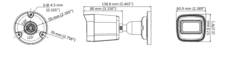 Caméra bullet fixe 2 MP avec IR EXIR jusqu’à 30 m, boîtier IP66, sortie multi-format TVI/AHD/CVI/CVBS, parfaite pour les installations extérieures.