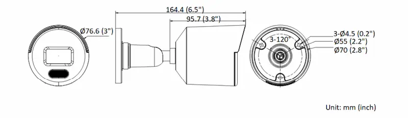 Caméra bullet Hikvision DS-2CD1067G2-L(UF) 6 MP avec lumière hybride et microphone intégré.